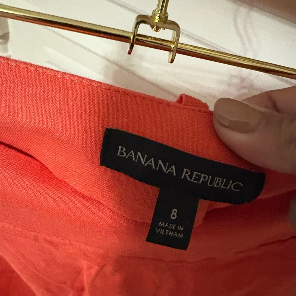 Banana Republic Coral Linen Wide-Leg Pants